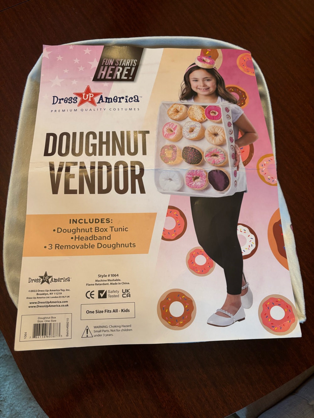 Kids Halloween Doughnut Vendor Costume Adjustable One Size With Headland 🎃